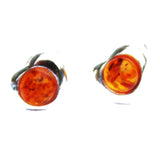 Baltic Amber Silver Studs - Hearts