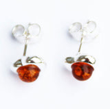 Baltic Amber Silver Studs - Hearts