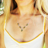 Amber Silver Necklace Drops