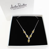 Amber Silver Necklace Drops