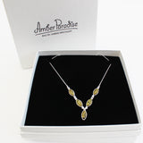 Amber Silver Necklace Drops