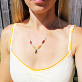 Amber Silver Necklace Drops