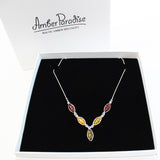 Amber Silver Necklace Drops