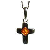 Baltic Amber Silver Pendant Cross