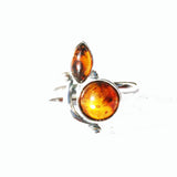 Double Baltic Amber Stone Ring Design