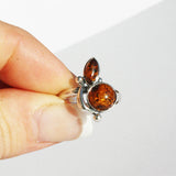 Double Baltic Amber Stone Ring Design