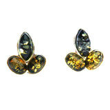 Baltic Amber Silver Studs - Leaves