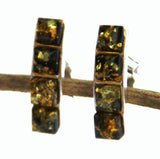 Adorable Baltic Amber Silver Studs - Lines