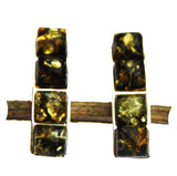Adorable Baltic Amber Silver Studs - Lines