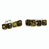 Adorable Baltic Amber Silver Studs - Lines