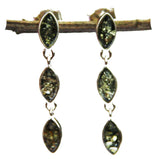 Stunning Long Baltic Amber Silver Stud Earrings