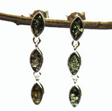 Stunning Long Baltic Amber Silver Stud Earrings