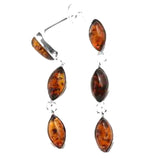Stunning Long Baltic Amber Silver Stud Earrings