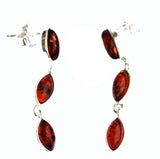 Stunning Long Baltic Amber Silver Stud Earrings