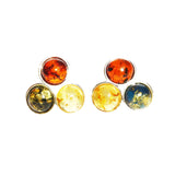 Baltic Amber Silver Studs - Trio