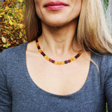 Elegant & Delicat Mixed Amber Necklace - Square