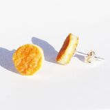 Unpolished Butterscotch Baltic Amber Studs - Circles