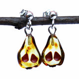 Baltic Honey Amber Studs 'Pears' and 'Apples'