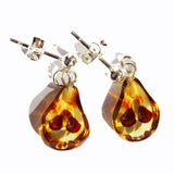 Baltic Honey Amber Studs 'Pears' and 'Apples'