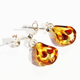 Baltic Honey Amber Studs 'Pears' and 'Apples'