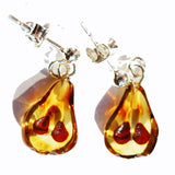 Baltic Honey Amber Studs 'Pears' and 'Apples'