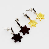 Creatively Hand-carved Baltic Amber Studs - Snowflakes