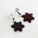 Creatively Hand-carved Baltic Amber Studs - Snowflakes