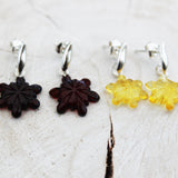 Creatively Hand-carved Baltic Amber Studs - Snowflakes
