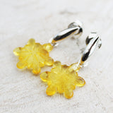 Creatively Hand-carved Baltic Amber Studs - Snowflakes