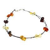 Multi-colour Amber and Twisted Wire Bracelet