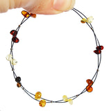 Multi-colour Amber and Twisted Wire Bracelet
