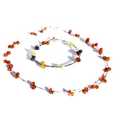 Multi-colour Amber and Twisted Wire Bracelet