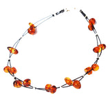 Multi-colour Amber and Twisted Wire Bracelet