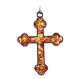 Baltic Amber and Wooden Pendant - Cross