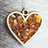 Baltic Amber and Wooden Pendant - Square