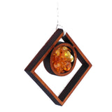 Baltic Amber and Wooden Pendant - Heart