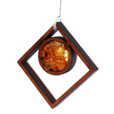 Baltic Amber and Wooden Pendant - Heart