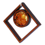 Baltic Amber and Wooden Pendant - Snowflake