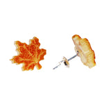 Maple Leaf Amber Stud Earrings