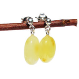 Baltic Amber Oval Studs - with sterling silver fittings.