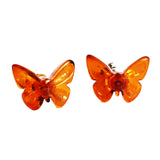 Baltic Amber Stud Earrings - Butterflies