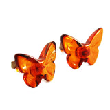 Baltic Amber Stud Earrings - Butterflies