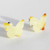 Baltic Amber Stud Earrings - Butterflies