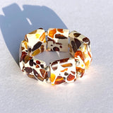 Baltic Amber Dalmatian Pattern Stretch Ring