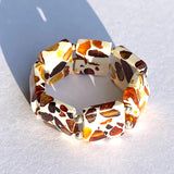 Baltic Amber Dalmatian Pattern Stretch Ring