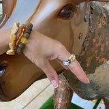 Baltic Amber Dalmatian Pattern Stretch Ring