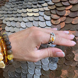 Baltic Amber Dalmatian Pattern Stretch Ring