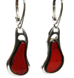 Individually crafted portions of baltic cherry amber drop earrings