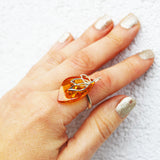 Intricate Designer Baltic Amber Ring