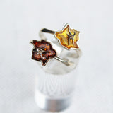 Romantic Designer Amber ring 'Flowers'